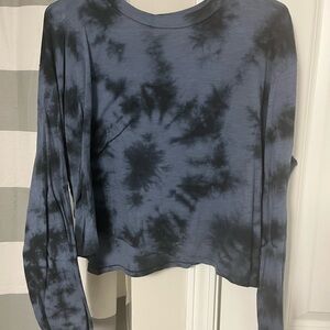 Tie-Dye Long Sleeve Top - Blue and Black